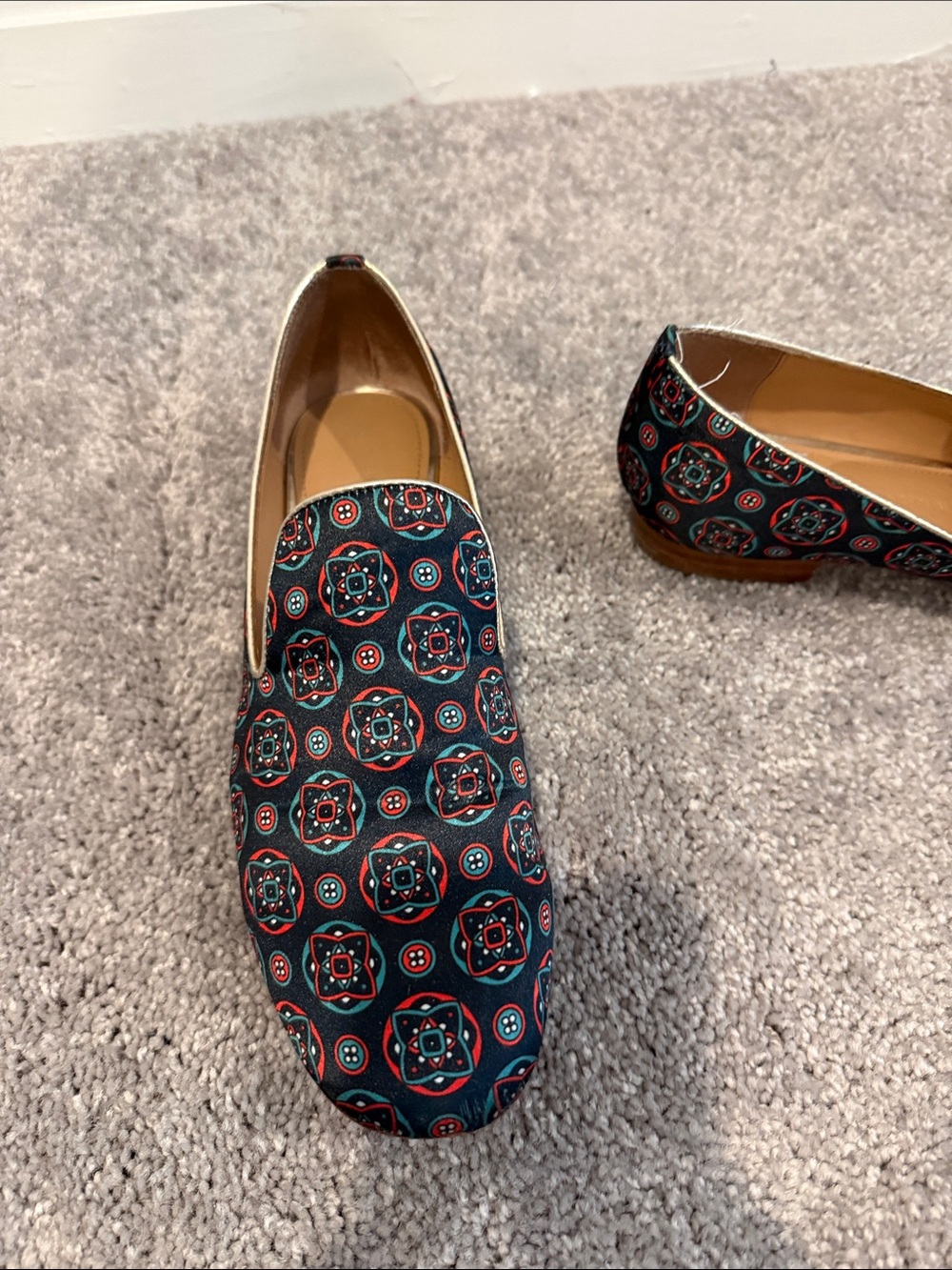 Banana Republic Navy and Red Patterned Slip-On Loafers